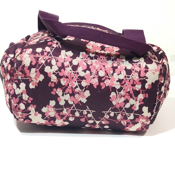 BYO Built Nosh Purple Pink Ivory Abstract Print 1 Zipped Pocket 2 End Pockets - Picture 7 of 10